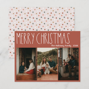 Cartes Pour Fêtes Annuelles Terracotta Boho Polka Dot Christmas Trois photos