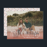 Cartes Pour Fêtes Annuelles Terracotta Rouge Boho Polka Dot Christmas Full Pho<br><div class="desc">Cette carte de vacances entièrement en photo de Noël en terre cuite rouge boho polka est parfaite pour votre accueil de vacances bohème moderne inspiré de la ferme. La police de caractères rustique classique mais délicate dessinée à la main lui donne un aspect terreux vintage tout en le gardant mignon...</div>