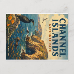 Cartes Pour Fêtes Annuelles Terre côtière vintage du parc national des Channel