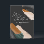 Cartes Pour Fêtes Annuelles Terre cuite vert noir aquarelle moderne minimalist<br><div class="desc">Carte de Noël non photo à motif aquarelle abstrait terre cuite noir et vert,  écriture moderne. Design moderne dans des tons de vert,  beige et terre cuite.</div>