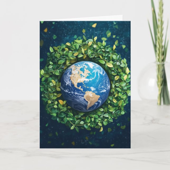 Cartes Pour Fêtes Annuelles Terre Nature Planète Vert (Devant)