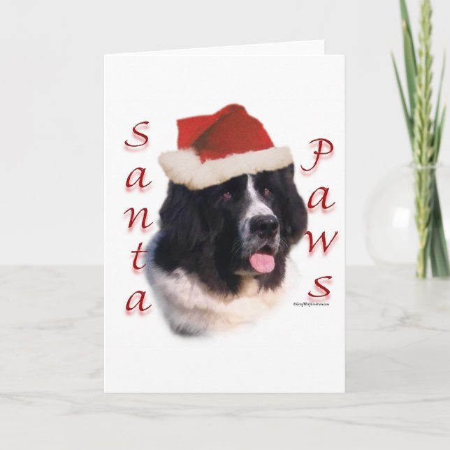 Cartes Pour Fêtes Annuelles Terre-Neuve (atterrisseur) Père Noël Paws (Devant)