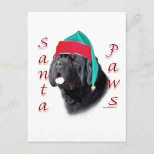 Cartes Pour Fêtes Annuelles Terre-Neuve (noir) Père Noël Paws