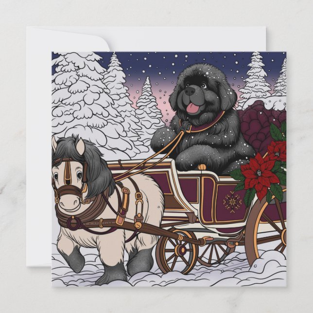 Cartes Pour Fêtes Annuelles Terre-Neuve Père Noël Sleigh (Devant)