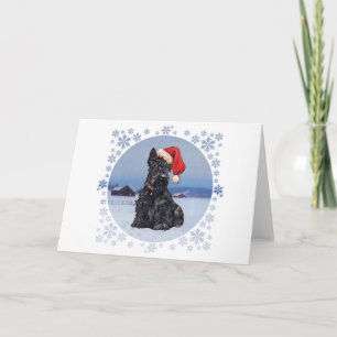 Cartes Pour Fêtes Annuelles Terrier Écossais de l'Assistant du Père Noël
