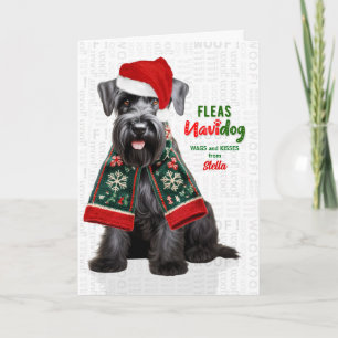 Cartes Pour Fêtes Annuelles Térrier Écossais Drôle Puces Navidog avec Nom