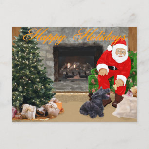 Cartes Pour Fêtes Annuelles Terrier écossais heureux & Père Noël