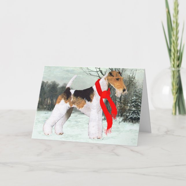 Cartes Pour Fêtes Annuelles Térrier Fox Hiver (Devant)