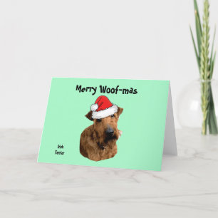 Cartes Pour Fêtes Annuelles Terrier irlandais avec chapeau de Santa