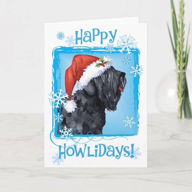 Cartes Pour Fêtes Annuelles Terrier russe noir Joyeux Howliday (Devant)