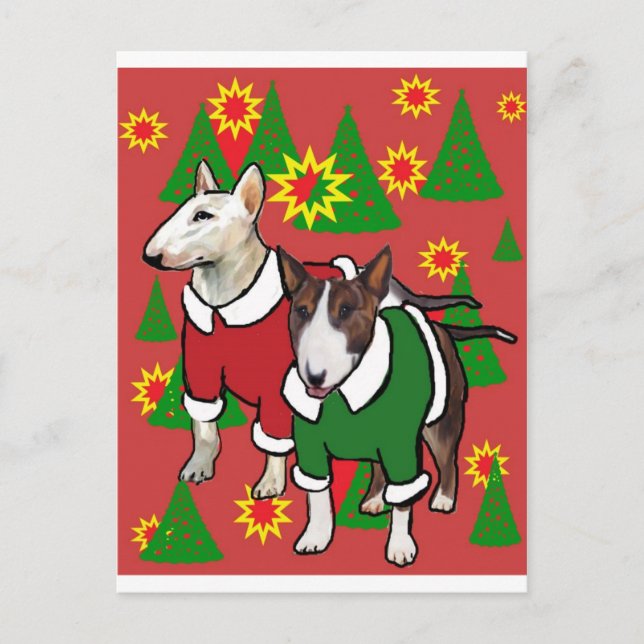 Cartes Pour Fêtes Annuelles Terrier taureau de Noël (Devant)