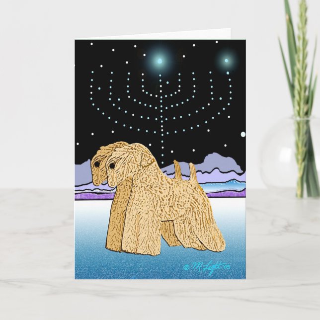 Cartes Pour Fêtes Annuelles "Terriers blonds comme les blés chez Chanukah " (Devant)