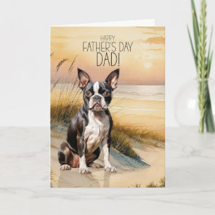 Cartes Pour Fêtes Annuelles Tervueren Boston Terrier Chien Coucher de soleil P