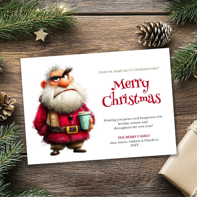Cartes Pour Fêtes Annuelles Testy Claus funny custom Christmas greeting card  (Testy Claus funny custom Christmas greeting card art)