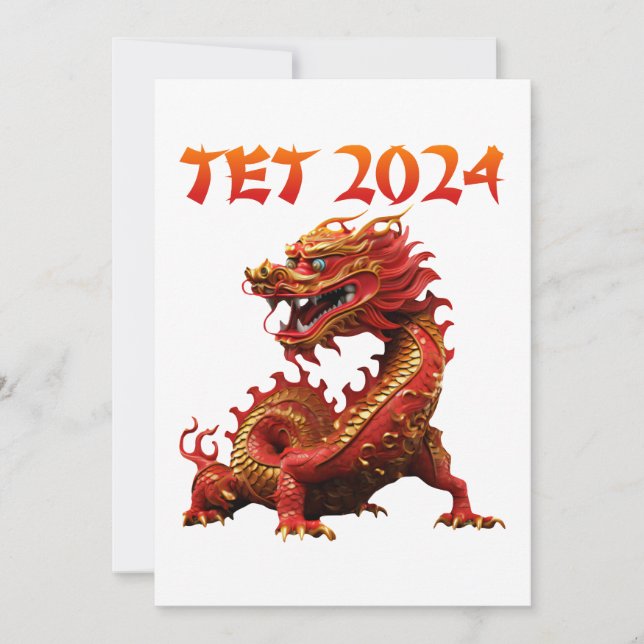 Cartes Pour Fêtes Annuelles Tét 2024 Année du Dragon Nouvel An vietnamien (Devant)