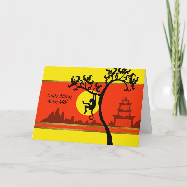 Cartes Pour Fêtes Annuelles Tet, Lunar New Year of the Monkey (Devant)