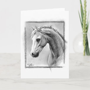 Cartes Pour Fêtes Annuelles Tête de cheval Dessin de Charbon de l'équine Salut