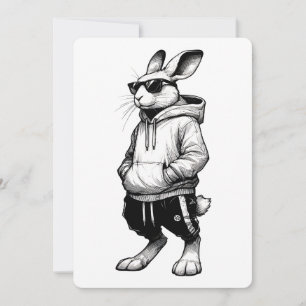 Cartes Pour Fêtes Annuelles Tête de Lapin Avec Lunettes de Soleil Joyeuses Pâq