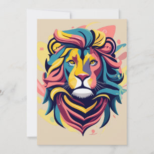 Cartes Pour Fêtes Annuelles Tête de lion Abstraite