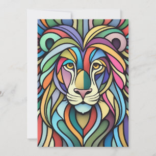 Cartes Pour Fêtes Annuelles Tête de lion colorée détaillée