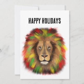 Cartes Pour Fêtes Annuelles Tête de lion Rasta rouge jaune vert dessin Jamaïqu