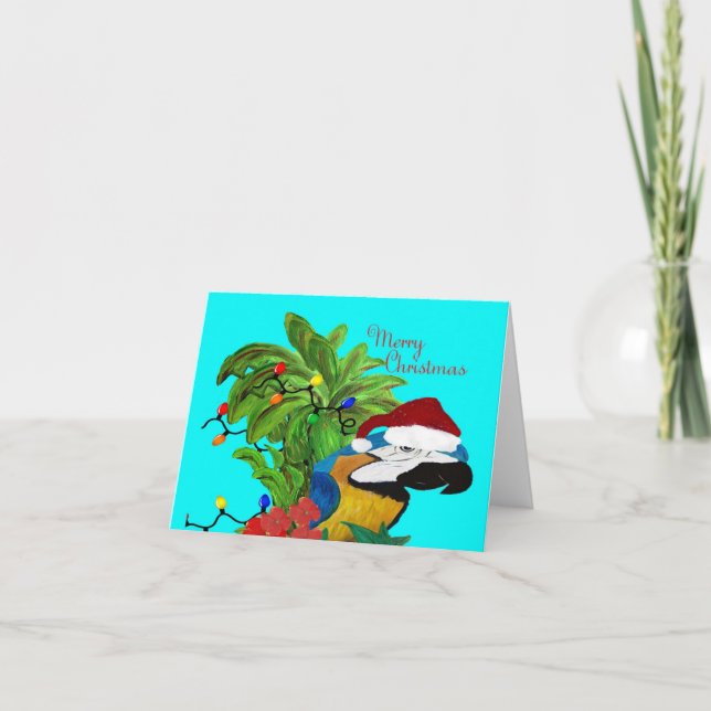 Cartes Pour Fêtes Annuelles Tête de perroquet Noël tropical (Devant)