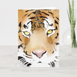 Cartes Pour Fêtes Annuelles Tête de Tigre Animal Aquarelle
