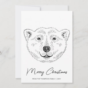Cartes Pour Fêtes Annuelles Tête d'ours polaire simple - Croquis d'art en lign