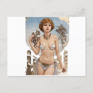 Cartes Pour Fêtes Annuelles Tête rouge courte haïe V2 Mucha Style Art