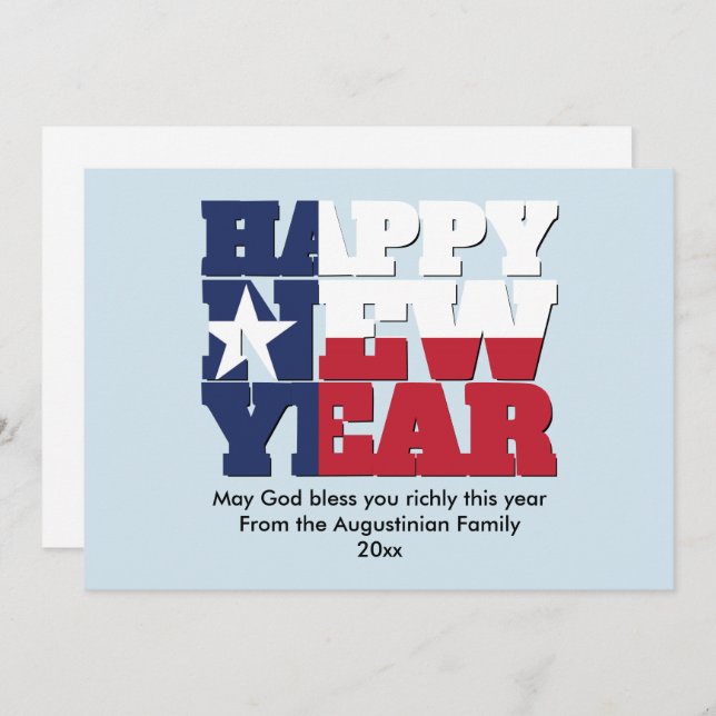 Cartes Pour Fêtes Annuelles Texan patriotique HEUREUX NOUVELLE ANNÉE (Devant / Derrière)