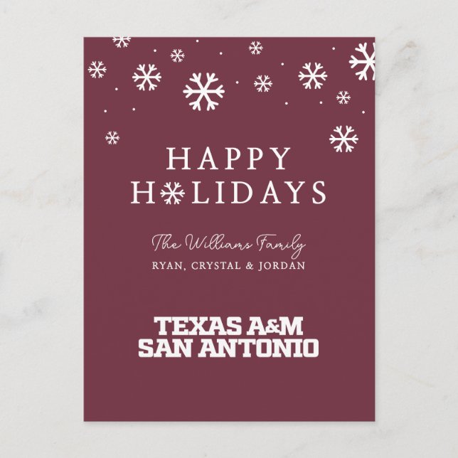 Cartes Pour Fêtes Annuelles Texas A&M San Antonio (Devant)