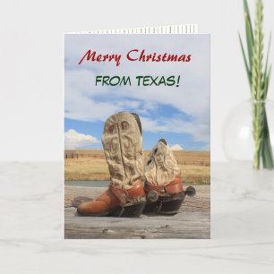 Cartes Pour Fêtes Annuelles Texas Christmas Cowboy Boot