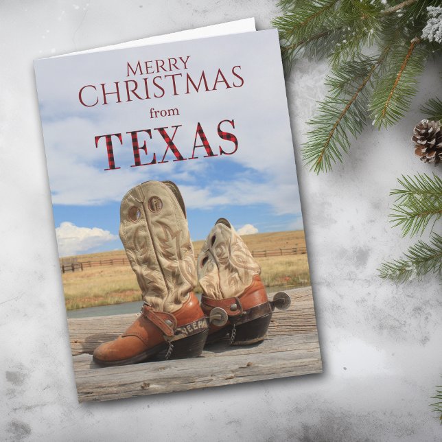 Cartes Pour Fêtes Annuelles Texas Cowboy Boot Christmas Card (Créateur téléchargé)