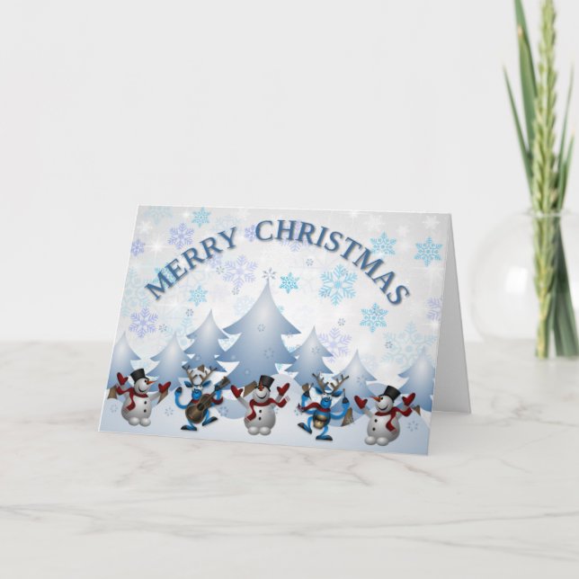 Cartes Pour Fêtes Annuelles Texte bleu de Merry Christma (Devant)