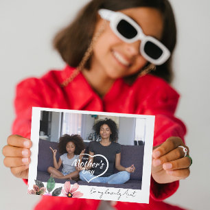 Cartes Pour Fêtes Annuelles Texte de photo personnalisé Fleur Joyeuse Fête des