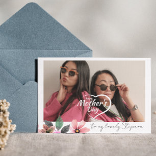 Cartes Pour Fêtes Annuelles Texte de photo personnalisé Fleurs Joyeuse Fête de