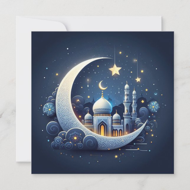 Cartes Pour Fêtes Annuelles Texte de vœux personnalisable Eid Moubarak (Devant)