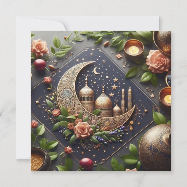 Cartes Pour Fêtes Annuelles Texte de vœux personnalisable pour l'Eid Moubarak  (Devant)