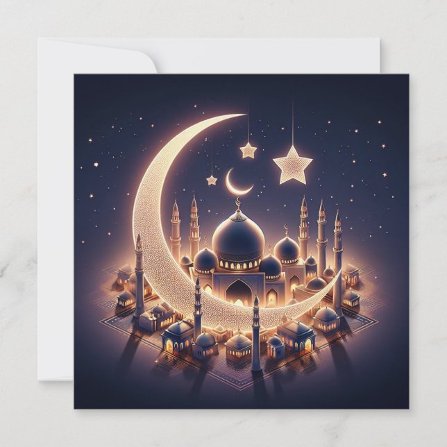 Cartes Pour Fêtes Annuelles Texte de vœux personnalisable pour l'Eid Moubarak  (Devant)