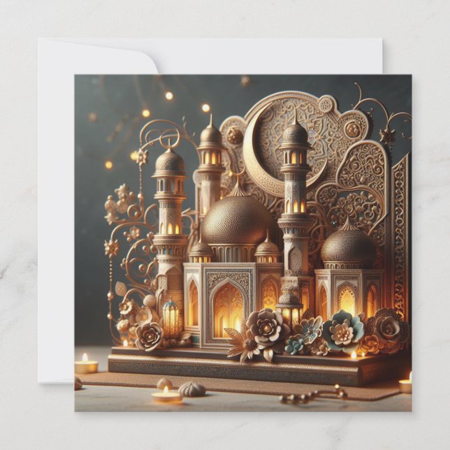 Cartes Pour Fêtes Annuelles Texte de vœux personnalisable pour l'Eid Moubarak  (Devant)