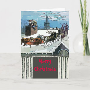 Cartes Pour Fêtes Annuelles Texte d'édition de Noël Père Noël vintage