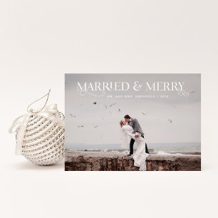 Cartes Pour Fêtes Annuelles Texte et photos uniques Marié et Joyeux