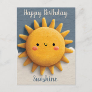 Cartes Pour Fêtes Annuelles Texte mignon texturé de soleil avec un visage sour