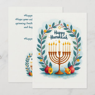 Cartes Pour Fêtes Annuelles Texte personnalisé Couronne de la Menorah Hanukkah