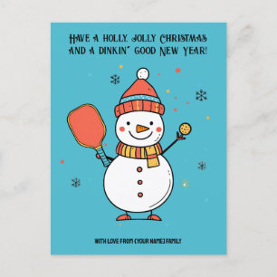 Cartes Pour Fêtes Annuelles Texte personnalisé Dinking Snowman