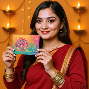 Cartes Pour Fêtes Annuelles Texte personnalisé, Diwali Festival Glow