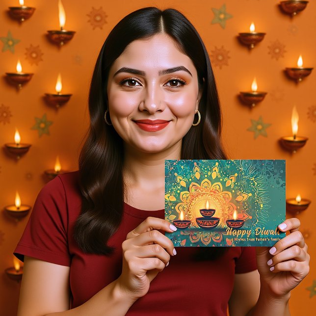 Cartes Pour Fêtes Annuelles Texte personnalisé, Diwali Festival Radiance (Custom text, Diwali Festival Radiance Holiday Card)