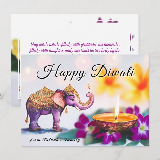 Cartes Pour Fêtes Annuelles Texte personnalisé, Elephant Majesty (Devant / Derrière)