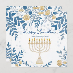 Cartes Pour Fêtes Annuelles Texte personnalisé Festive Foliage Hanoukka