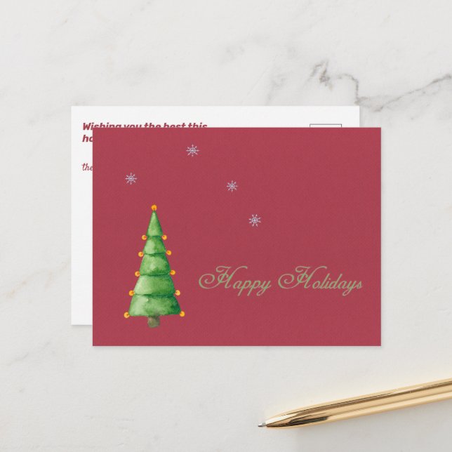 Cartes Pour Fêtes Annuelles Texte Personnalisé Joyeux Jours Fêtes de neige Arb (Devant/Arrière en situation)